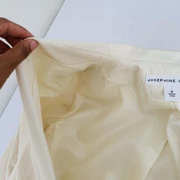 Josephine Chaus Blazer Jacket Women 12 Ivory Silk Linen Old Money Quiet Luxury - Picture 13 of 13